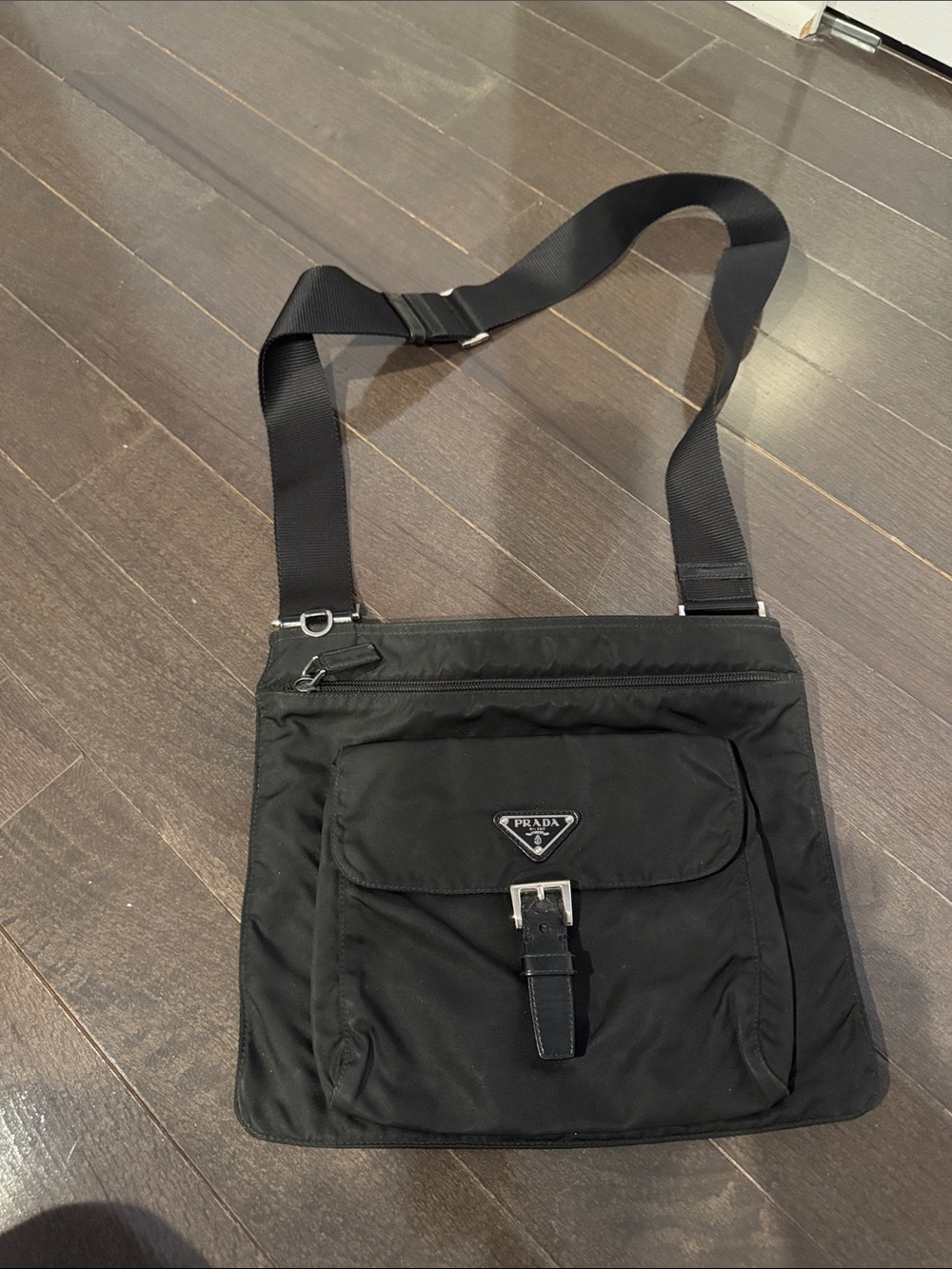 Prada Black Nylon Messenger Bag with Adjustable Strap